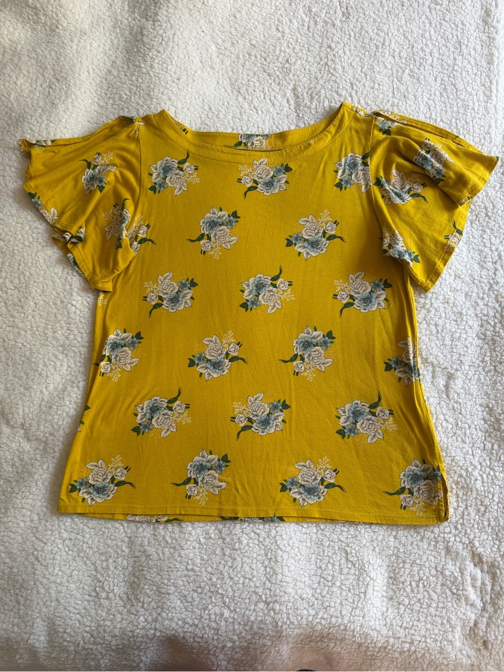 Loft Flutter Sleeve Cotton Top, Size M